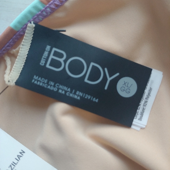 Cotton On BODY NEW Tie Side Check Brazilian Bikini Bottoms - Picture 9 of 13